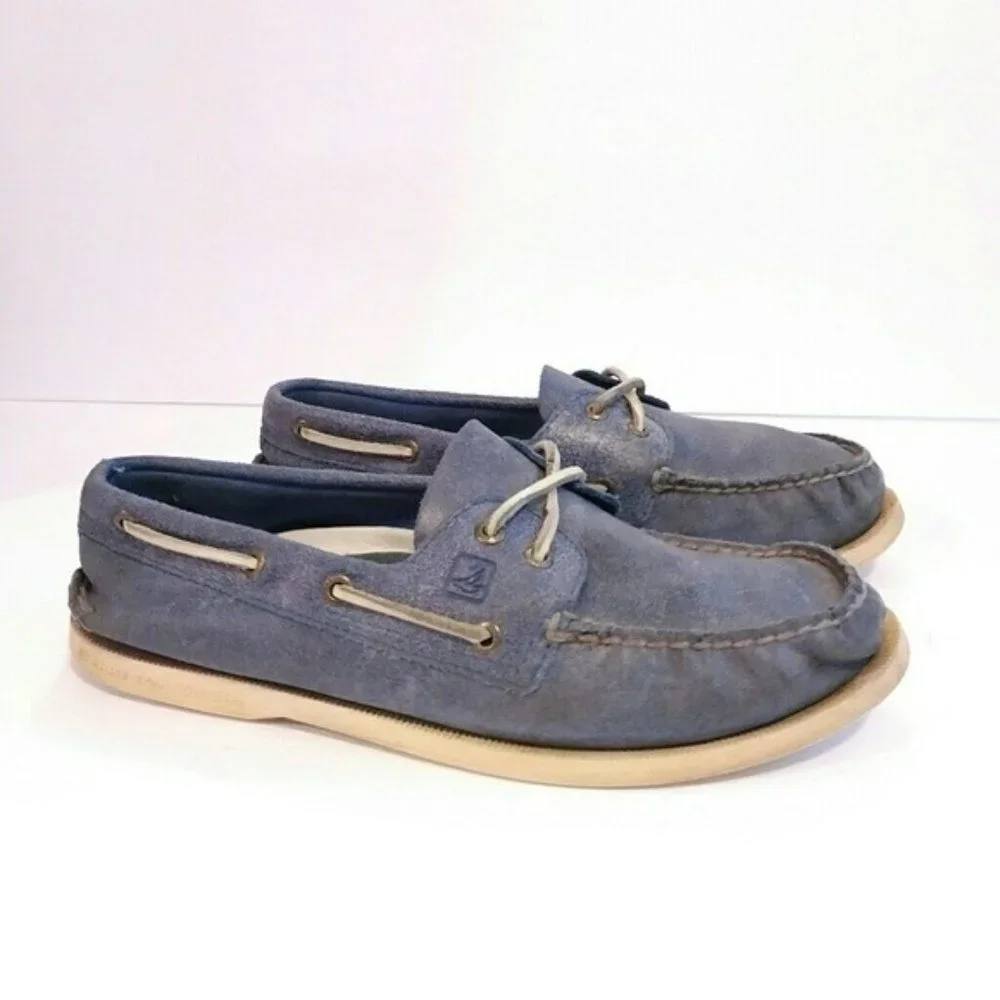 Sperry Men's Sperrys boat shoes Blue Suede size 8.5 boat shoes deck moc loafer